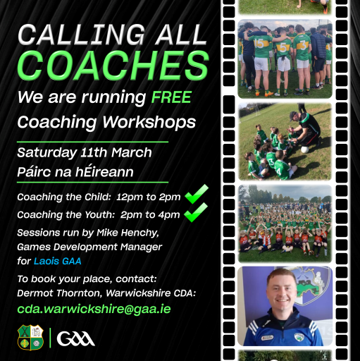 Calling all GAA Coaches: FREE Juvenile Coaching Workshops this month