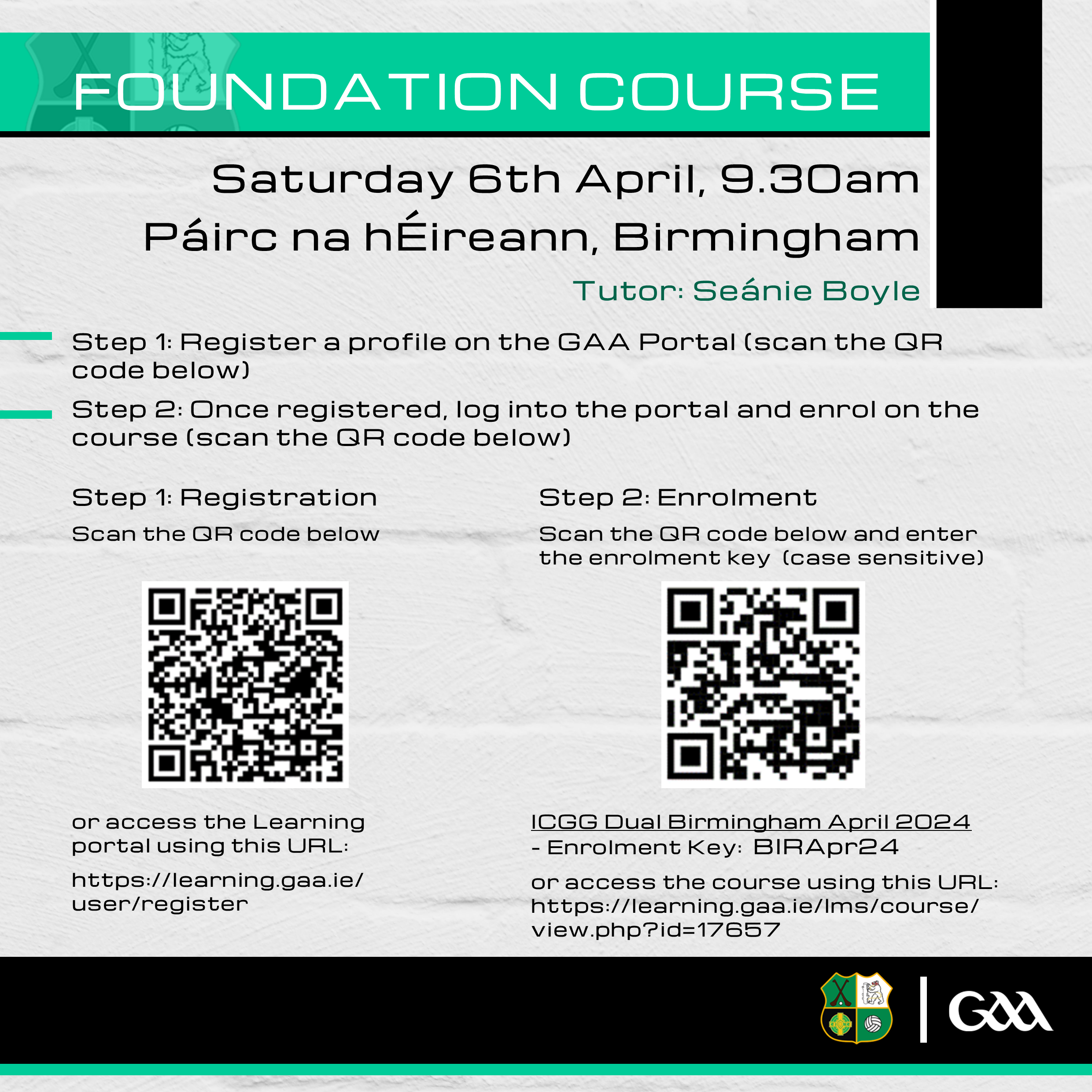 Foundation Training Course: Saturday 6th April, Páirc na hÉireann